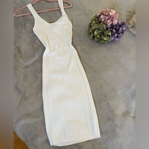 Forever 21 Cream Sheath Midi Dress Scoop Neck Sleeveless